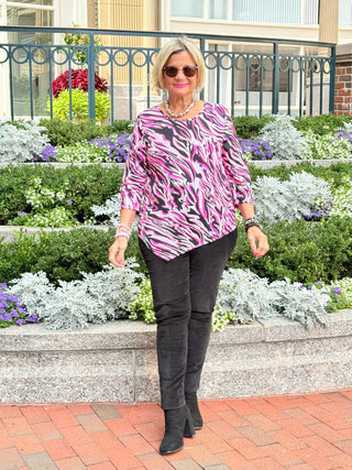 LULU-B PINK SIZZLE ASYMMETRIC TOP LULU-B