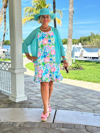 SEASHELL SHIFT HALTER RUFFLE LULU-B