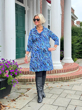 LULU-B SIZZLE BLUE RUFFLE SLEEVE DRESS LULU-B