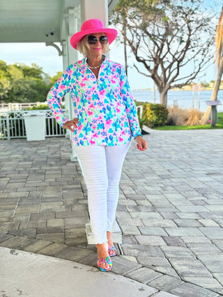 PINK PETALS HALF ZIPPER LULU-B