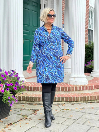 LULU-B SIZZLE BLUE ZIPPER DRESS LULU-B