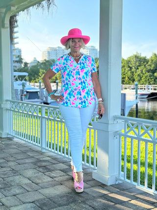 PINK PETALS SHORT SLEEVE TOP LULU-B