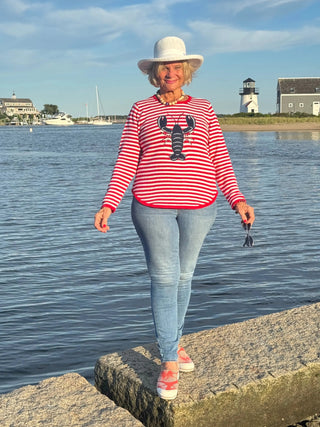 RED STRIPED LOBSTER SWEATER Cathys Place