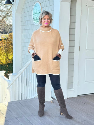 🐢 Cozy Turtle Camel Neck Poncho with Arm Holes Cathys Place