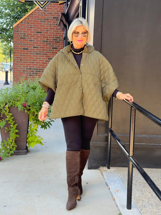 OLIVE QUILTED SNAP JACKET CALIFORNIA DREAMING