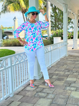 PINK PETALS ASYMMETRICAL TOP LULU-B