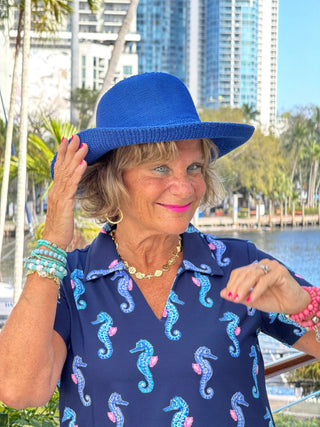 LULU B MIDNIGHT REEF SHORT SLEEVE V-NECK COLLAR TOP LULU-B