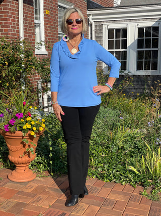 LULU-B SOLID PERRI RUFFLE TOP LULU-B