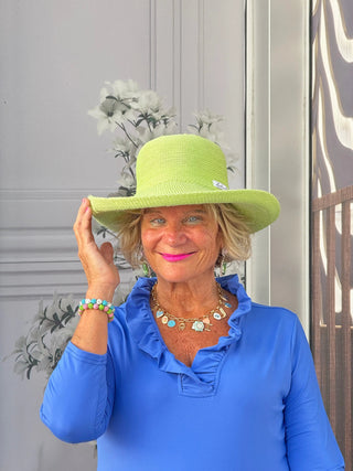 BLUE 3/25 SLEEVE RUFFLE TOP LULU-B