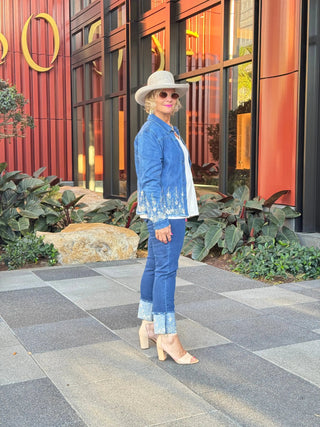 DENIM LACE FLOWER JACKET ETHYL JEANS