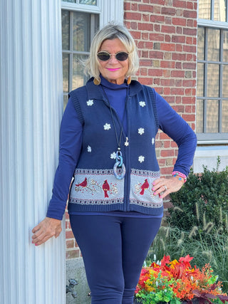 NAVY CABLE CARDNAL VEST Cathys Place