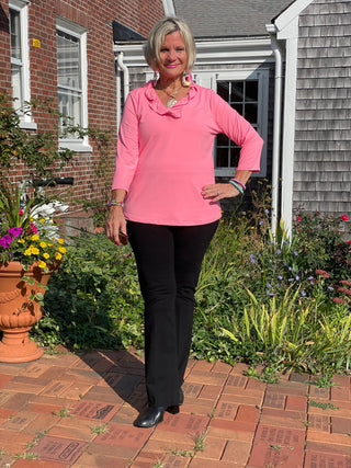 LULU-B SOLID CORAL RUFFLE TOP LULU-B