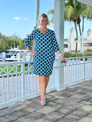 BLUE MEDALLION SLEEVE DRESS LULU-B