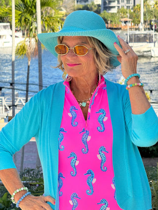 LULU B SEAHORSE BAY MIDI SLEEVELESS 1/4 ZIP MAXI DRESS LULU-B