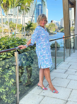 LULU B CORAL BREEZE NOTCH SLEEVE DRESS LULU-B