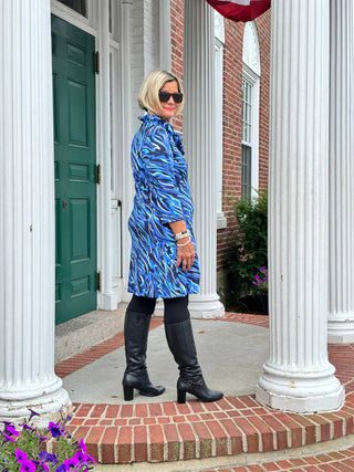 LULU-B SIZZLE BLUE RUFFLE SLEEVE DRESS LULU-B