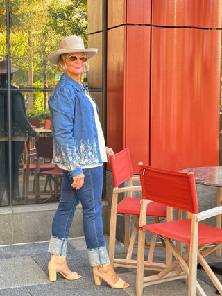 DENIM LACE FLOWER JACKET ETHYL JEANS