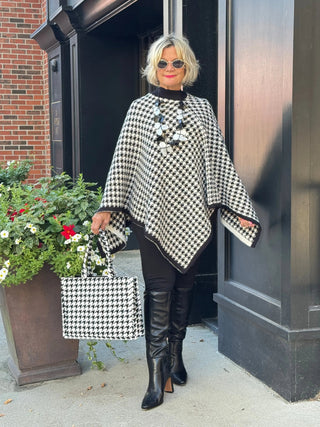 Houndstooth Knit Poncho Cape Cathys Place