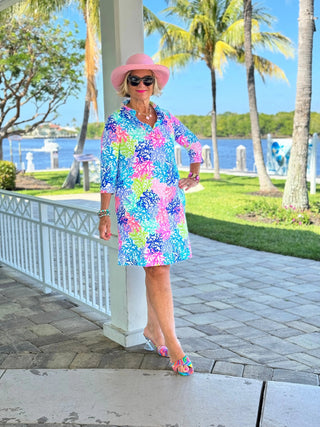 SALINA REEF RUFFLE NECK DRESS LULU-B