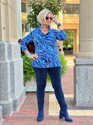 LULU-B SIZZLE BLUE RUFFLE TOP LULU-B