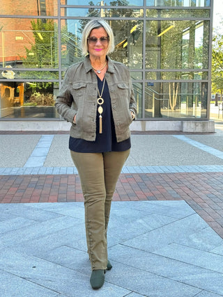 LULU-B NEW OLIVE LINEN JACKET LULU-B