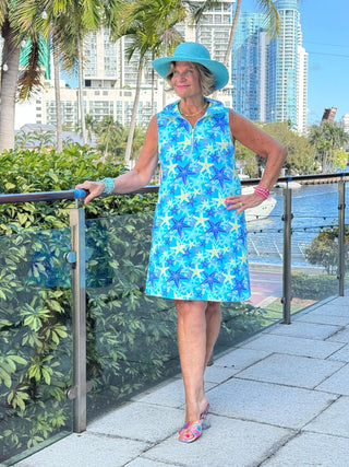 LULU B STARFISH SPLASH ZIPPER SWING DRESS LULU-B