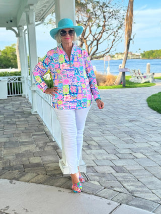 SANDY BEACH COLOR HALF ZIPPER LULU-B