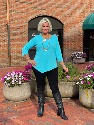 LULU-B AQUA ASYMMETRIC TOP LULU-B