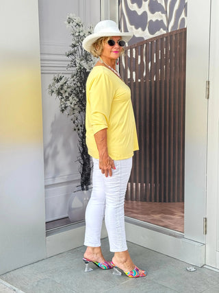 LULU-B YELLOW TAILORED V SLEEVE TOP LULU-B