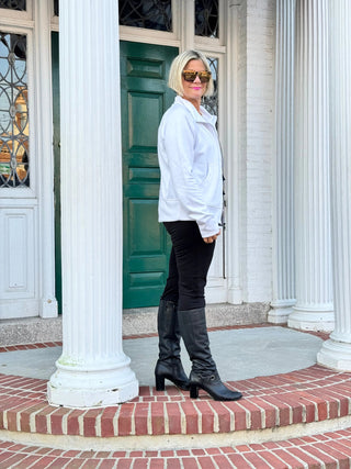 WHITE FULL ZIPPER JACKET LULU-B