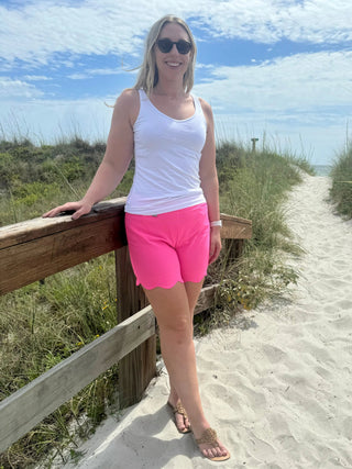 LULU-B HOT PINK SCALLOP SHORTS LULU-B