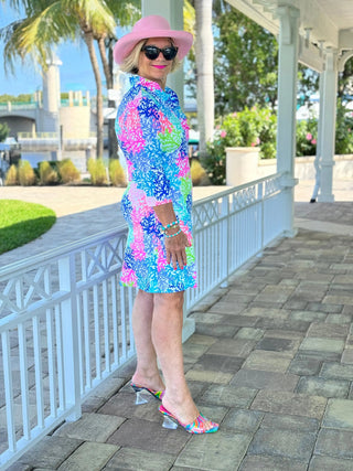 SALINA REEF RUFFLE NECK DRESS LULU-B