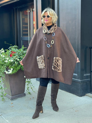 Whisper of the Wild: The Leopard Pocket Winter Cape Cathys Place