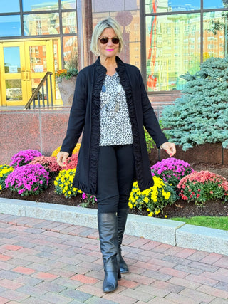 LULU-B ROUGED BLACK CARDIGAN LULU-B