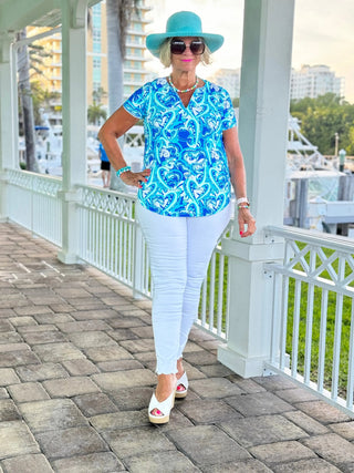 BLUE DREAMING SHORT SLEEVE TOP LULU-B