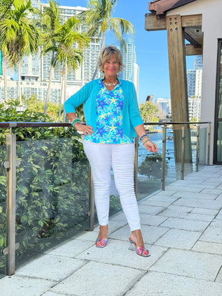 LULU B STARFISH SPLASH SLEEVELESS RUFFLE TOP LULU-B