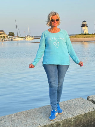 SEA FOAM ALL YOU NEED IS LOVE SWEATER LULU-B