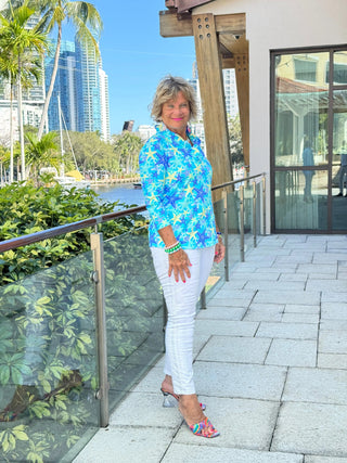 LULU B STARFISH SPLASH RUFFLE TOP LULU-B