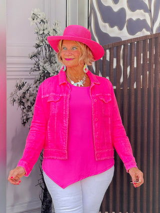 KEY WEST LINEN HOT PINK JACKET LULU-B
