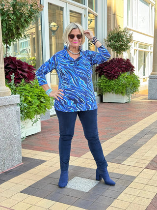 LULU-B SIZZLE BLUE RUFFLE TOP LULU-B