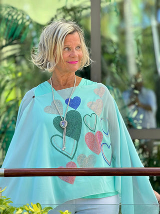 SWAROVSKI CRYSTAL SEAFOAM HEART TOP KOKOMO