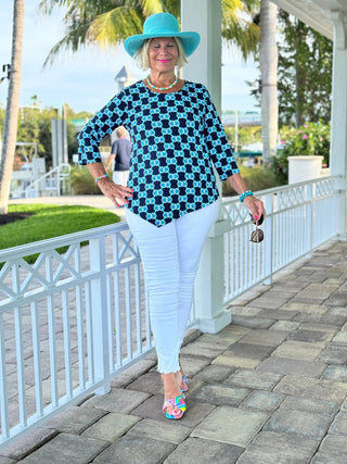 BLUE MEDALLION ASYMMETRICAL TOP LULU-B