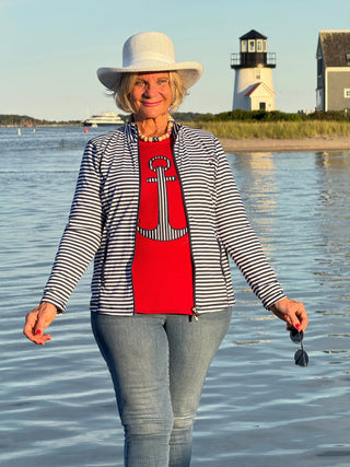 NAUTICAL NAVY STRIPE JACKET LULU-B