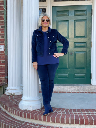 LULU-B NAVY VELOUR PANTS LULU-B