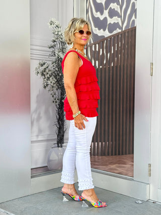 LULU-B CRIMSON RED CHA CHA TANK LULU-B