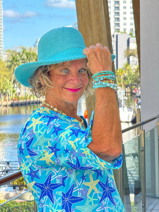 LULU B STARFISH SPLASH NOTCH SLEEVE DRESS LULU-B