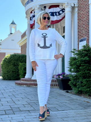 LULU-B WHITE ANCHOR SWEATER LULU-B