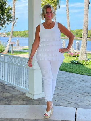 WHITE CHA CHA TANK TOP LULU-B