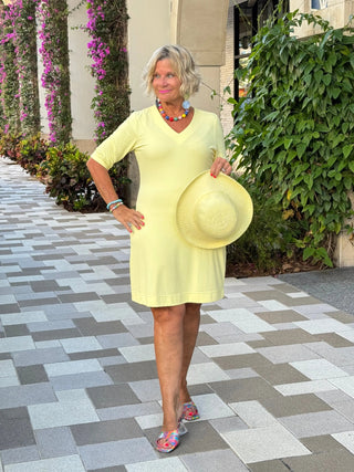 LULU-B SOLID SUNSHINE ELBOW DRESS LULU-B