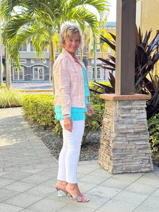 KEY WEST FROSTED PINK LINEN JACKET - Cathys Place